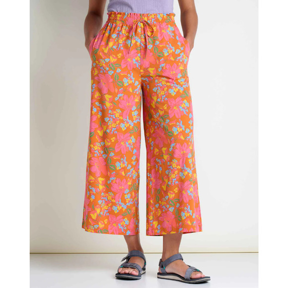 Toad&Co Pants - TOAD & CO Womens Sunkissed Wide Leg Pants Medium Red Persimmon Tulip Print NWT